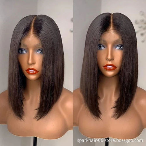 13x4 Cheap Short Bob Transparent Lace Human Hair Wig,T-Part 8-16inch Mink Brazilian Hair Wig,4x4Closure Bob Wigs For Black Women
